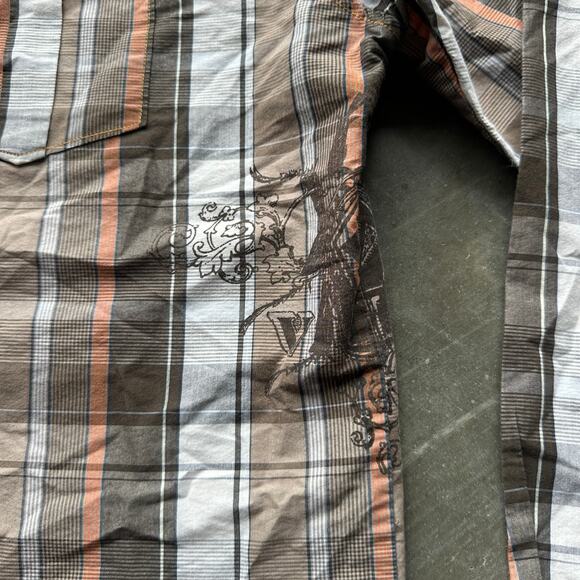 Volcom Tailored Shirt Men's L Plaid Button Down Long Sleeve Cotton Polyester - Picture 5 of 11